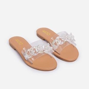 Clear Chain Strap Flat Sandal